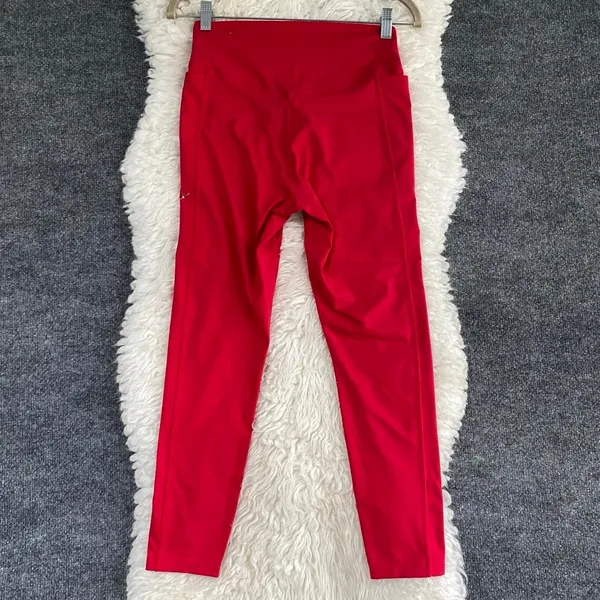 Vs Pink Active Red Leggings Side Pockets Activewear Gym Casual Yoga Pilates - Image 2