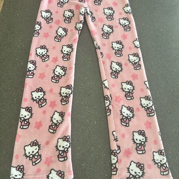 Hello Kitty Pink Cartoon Pajama Bottoms size M junior - Image 6