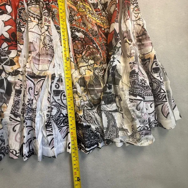 Kaktus Women Red Paisley Floral Broomstick Maxi Skirt Size 14/16W Boho Tiered - Image 5
