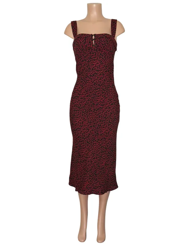 REFORMATION Tancy Midi Dress, French Kiss Black/Red, 0 (US) - Image 4