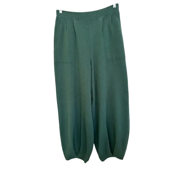Free People Beach Freya parachute wide-leg green knit pants size XL - Image 4