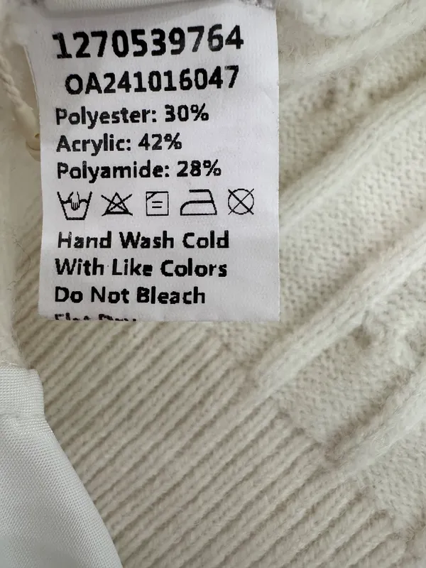 COMMENSE NWT Cable-Knit Open-Back Satin Bow Cropped Sweater Cream White L - Image 5