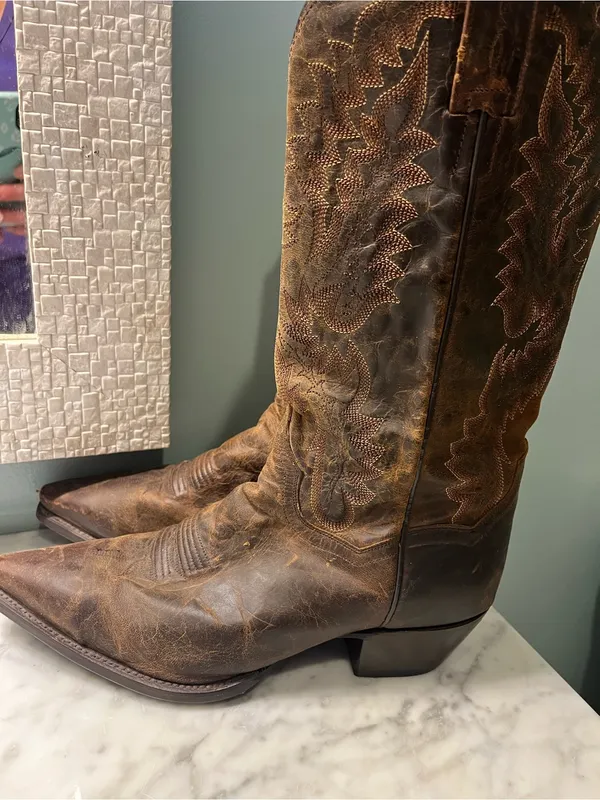 Dan Post Red-Brown Leather Cowboy Boot Interior - Image 3