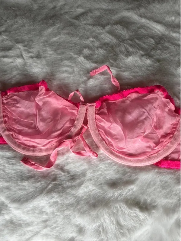 SKIMS Romance Silk Chiffon Balconette Bra – Bubblegum Pink – 34C – NWT - Image 4