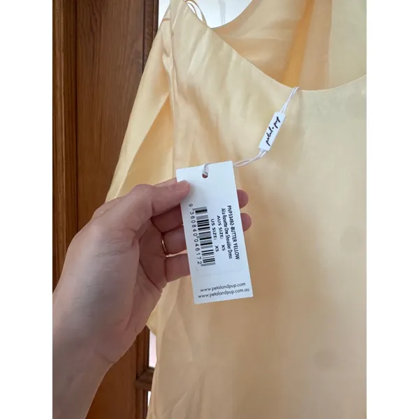 PETAL & PUP Aila Rosette One Shoulder Dress in Butter Yellow Size XS - Image 9