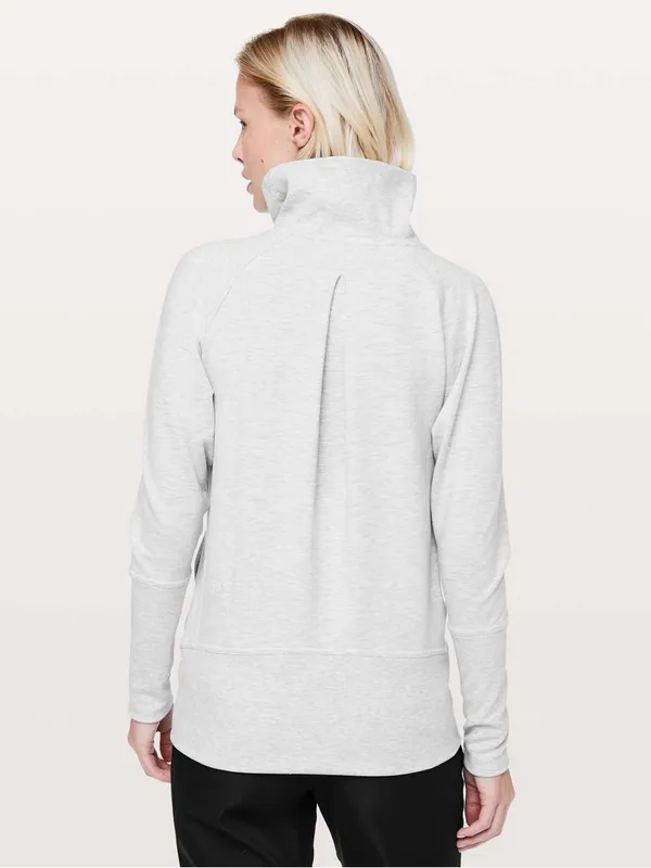 Lululemon High Lines Pullover Heathered Core Ultra Light Gray Size 10 Thumbholes - Image 2