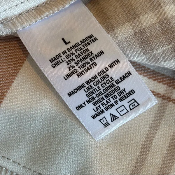 AEROPOSTALE Spaghetti Strap Plaid Mini Dress‎ w/ Slit @ Hem Brown/Cream Sz L - Image 7