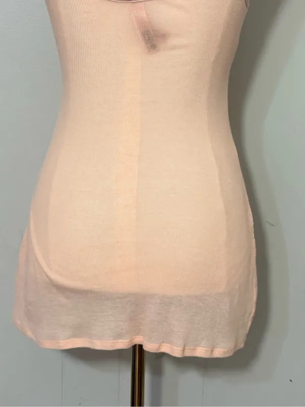 SKIMS Sheer Rib Mini Slip Dress XXS Villa Peach Pink Bodycon - Image 6