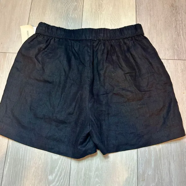 NWT Philosophy 100% linen fall‎ black shorts elastic waistband pockets size S - Image 2