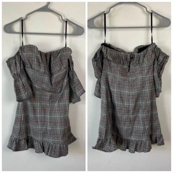 Tularosa Angie Grey Off Shoulder Dress Preppy Revolve acadamia - Image 3