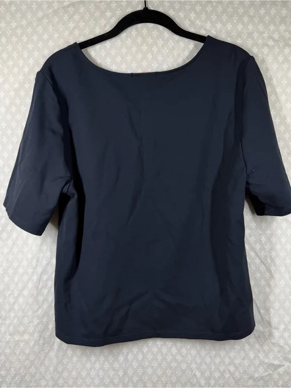 Quince Dark Blue Ultra Stretch Ponte Short Sleeve Top - Image 7