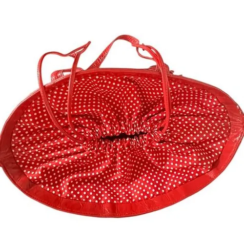 Coldwater Creek Woven Straw Tote Bag Red Leather Trim Flower Accent ‎ Vacation - Image 7