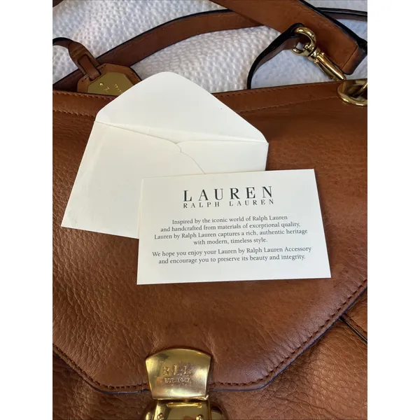 Lauren Ralph Lauren Leather Saddle Crossbody Handbag Purse - Image 10