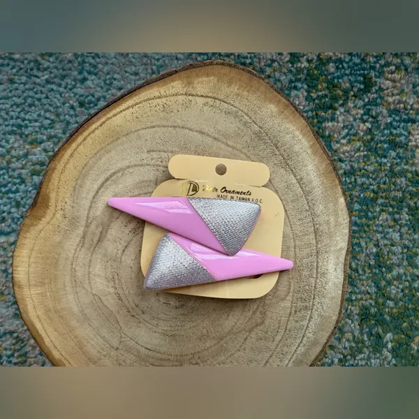 Vintage 90s set pink abstract hair clips - Image 7