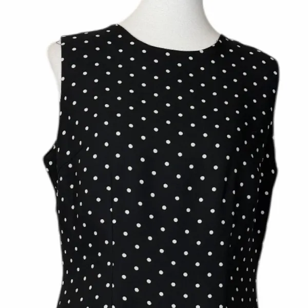 SAG Harbour Y2K Black Polka Dot Sleeveless Sheath Dress Knee Length Size 14 - Image 6