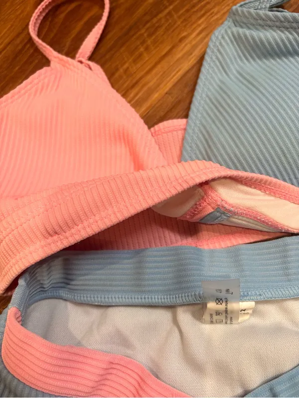 Ribbed Bikini Set - Pink & Light Blue - Image 5