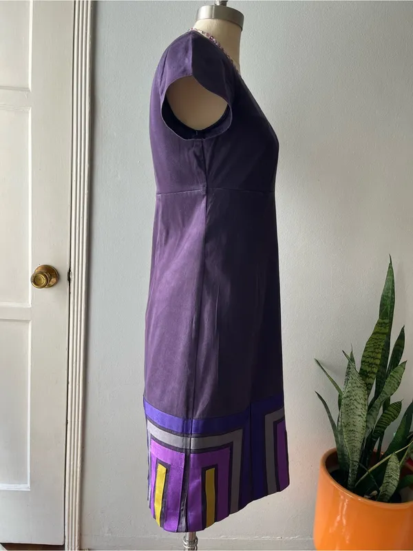 Boden• Navy & Purple Grosgrain Ribbon Detail• Cotton Dress• Sz 6 - Image 5