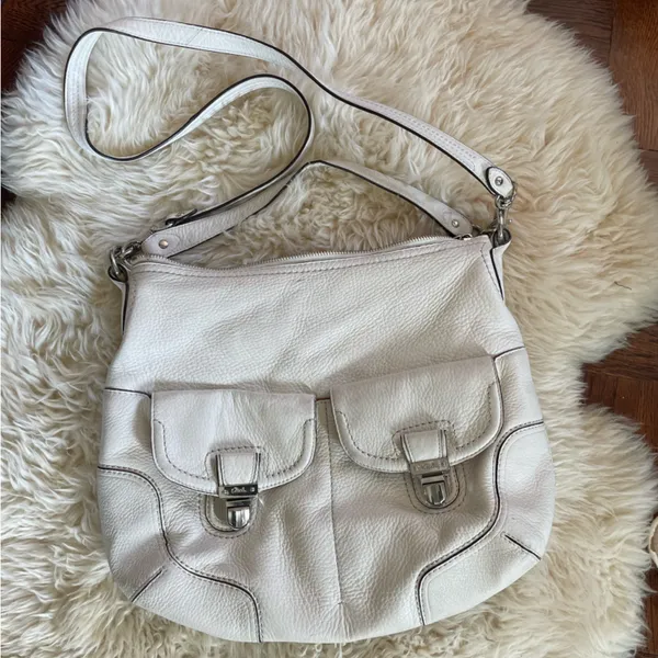 Vtg Coach Poppy Avery hobo/crossbody bag white pebbled leather - Image 3