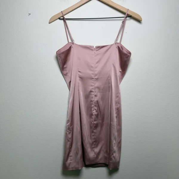 Aritizia Sunday Best Women Mini Dress‎ 6 Pink Satin Square Neck Party Event Date - Image 6
