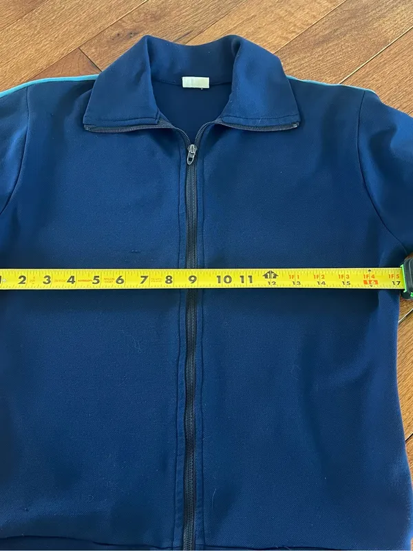 Source Unknown 90s vintage Navy Full-Zip Track Athletic Jacket with Light Blue Stripe - Image 5