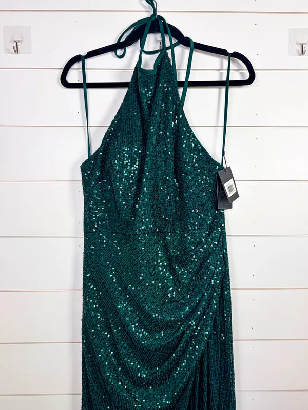 Mac Duggal 26622 Sequined Halter Neck Emerald Green Gown, NEW, Size 10 MSRP $398 - Image 5