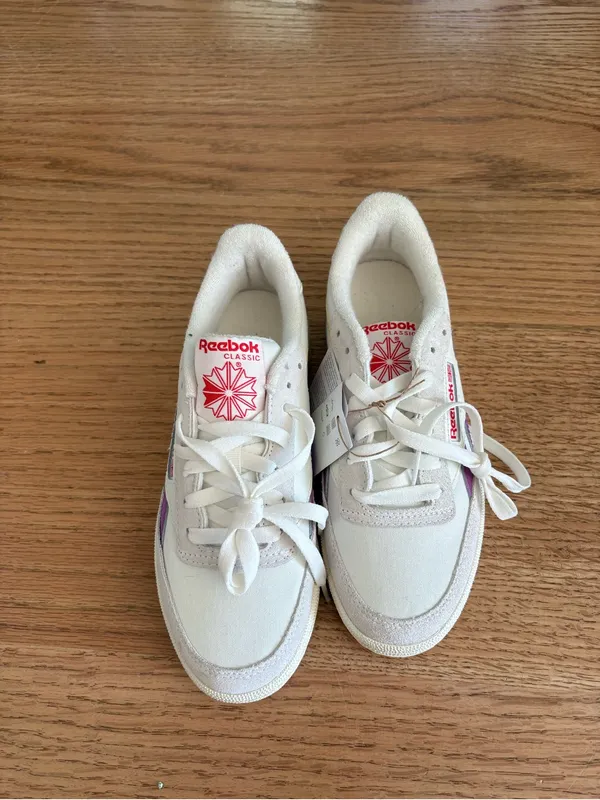 Reebok Women's White, Purple & Cream Court-Style Sneakers - Image 2