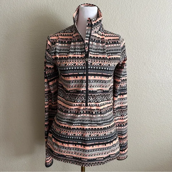 NIKE Pro Dri-Fit Hyperwarm Aztec Print 1/2 Zip Pullover Long Sleeve Top Sz. M - Image 5