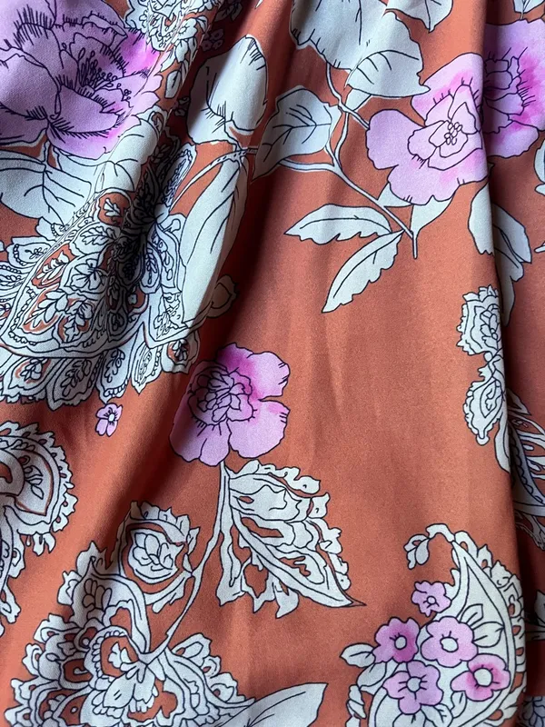 ModCloth Grace Karin Rust Floral Dress with Pink Accents - Image 2