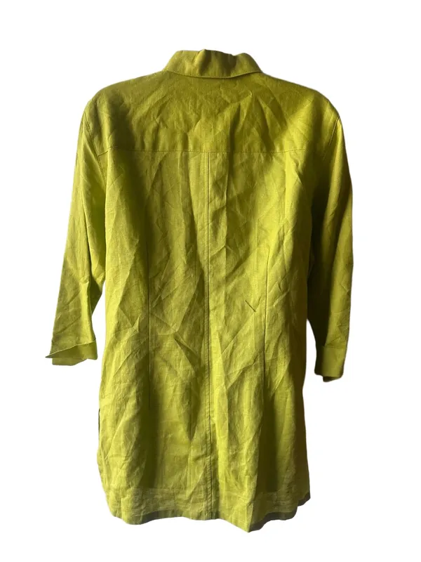 Crossroads Chartreuse Linen Blend Tunic Button Up Shirt Size 10 Green - Image 2