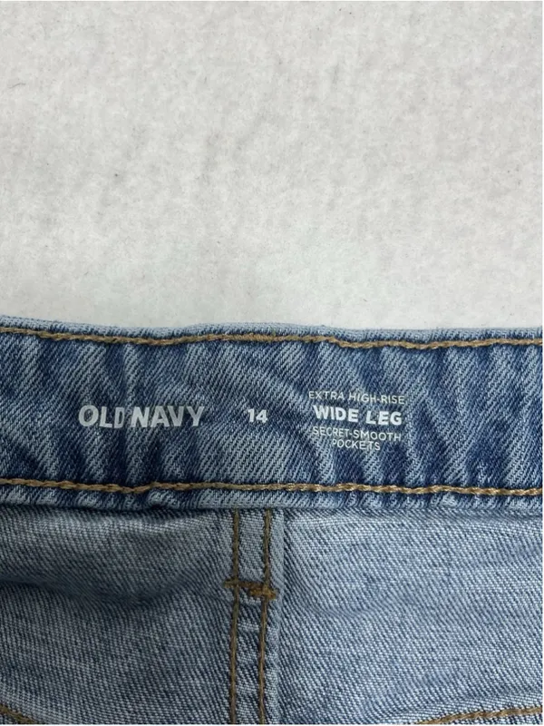 Womans Excellent Old Navy High Rise Wide Leg Blue Jeans Size 14 Waist 33 Inch - Image 4