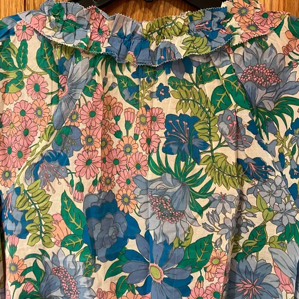 J.Crew Cotton Tie-Front Gathered Sleeves‎ Ruffle Top in Fairy Floral Size XS - Image 9