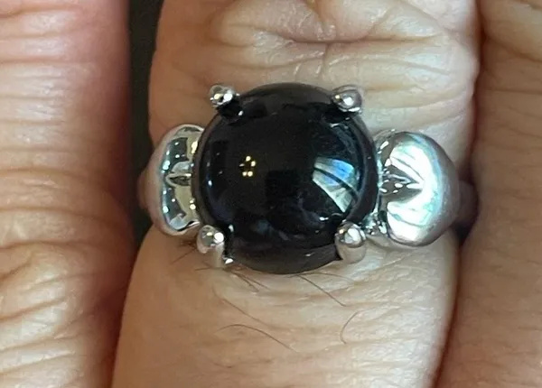 Black agate S925 silver ring size 7.75 - Image 2