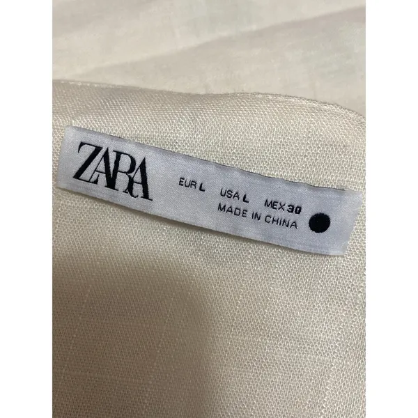 Zara Women's Cream Beaded Embroidered Leaf Sleeveless Tie Cami Crop Top Size L - Image 5