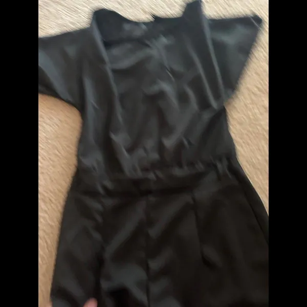 Woman Rumper Long Pants Short Sleeves large black - Image 2