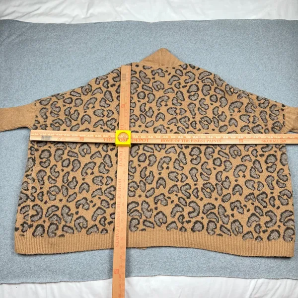 Akemi + Kin Leopard Print Open Front Batwing Cardigan Tan Brown One Size - Image 7