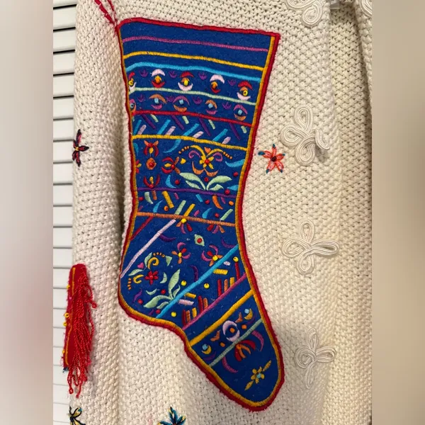 Elana Carello Vintage Knit cardigan sweater ugly winter sweater Christmas M - Image 4