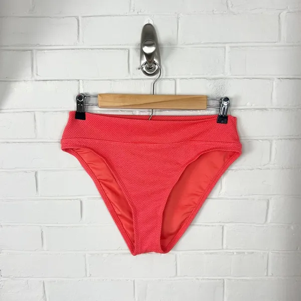 BCBG Textured High Waist Bikini Bottoms Size M Pink Size M - Image 2