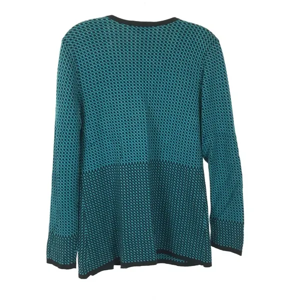 Womens Size Medium Pendleton Teal and Black Geometric Print Cardigan Sweater - Image 3