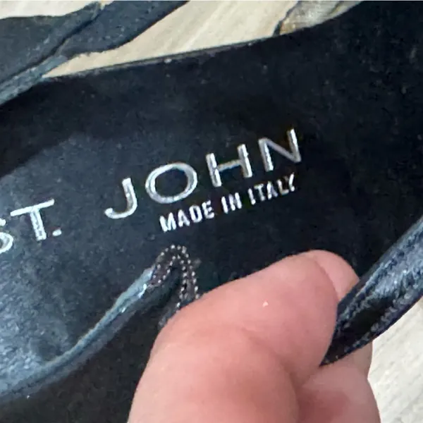 St John Italian Pumps Pointed Toe Kitten Heels Black Lace Sparkle Women’s 8.5 - Image 3