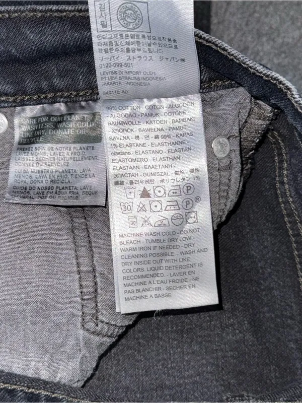Levis Premium 501 Skinny Jeans Distressed Black Denim Button Fly High Rise 24x28 - Image 10