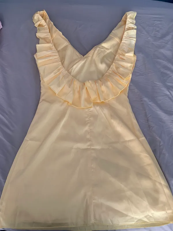 Boutique Yellow Ruffle Mini Dress Size XS - Image 3