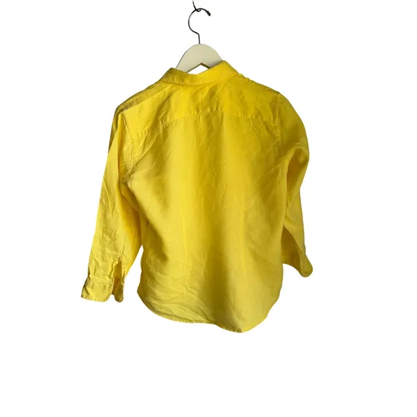 Coastal Summer Yellow 100% Linen Button Front Shirt Small Chaps 1978 - Image 6