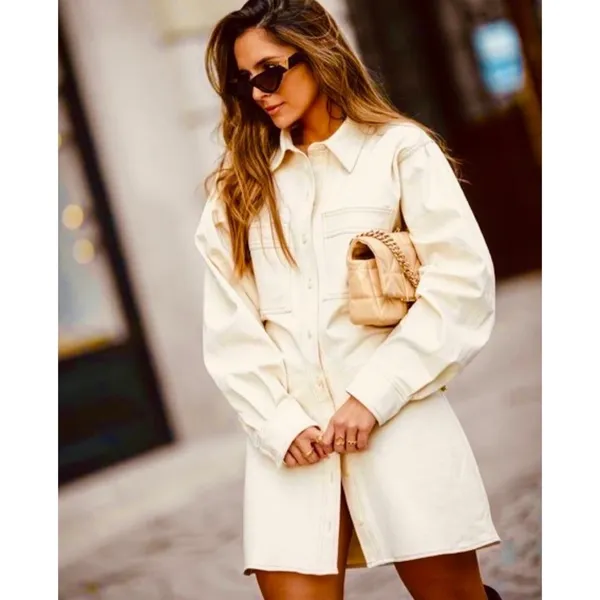 ZARA Natural Cream Shirtdress Mini Shirt Dress Buttons Pockets Twill Small - Image 5