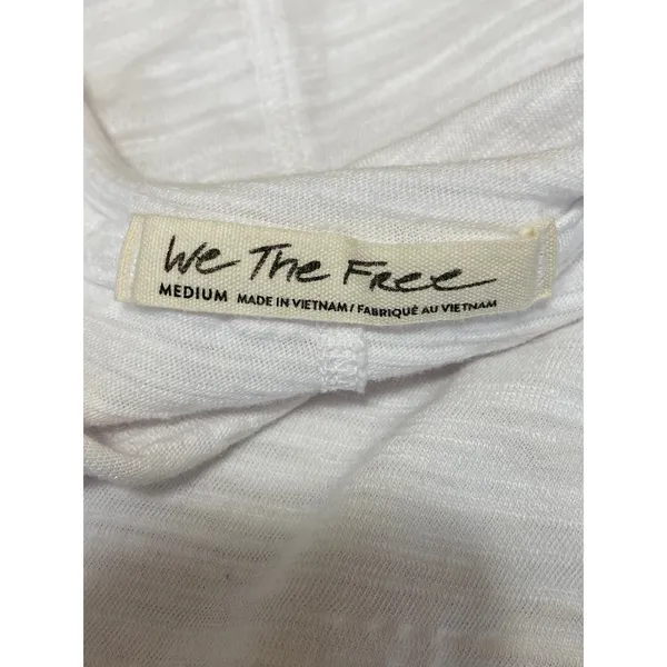 Free People We The Free White Ruched Long Sleeve Crew Neck Blouse Top Size M - Image 5