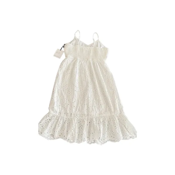 Japna White Cotton Eyelet Smocked Maxi Sundress - Boho Cottagecore size S - Image 7