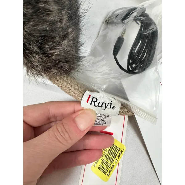 Ruyi Music Warm Knit Earmuffs with Built-in Headphones Tan Faux Fur‎ NWT - Image 6