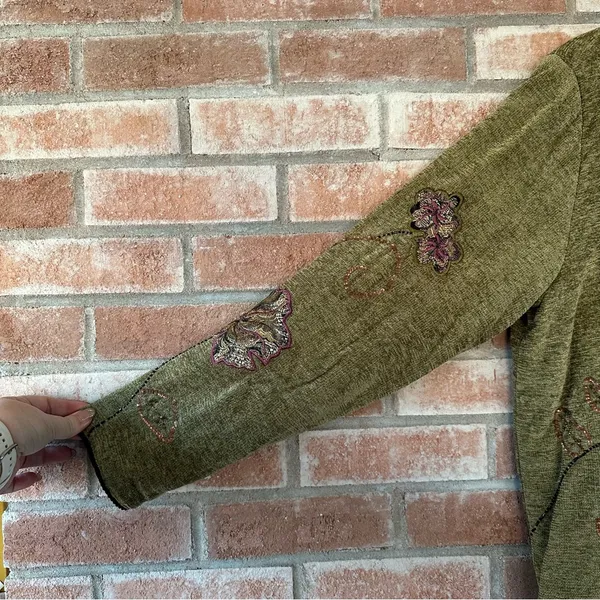 Indigo Moon Vintage Embroidered Jacket Women’s Medium Green Forest Witchy Boho - Image 4