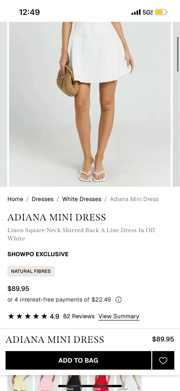 New Showpo Adiana Mini Dress Linen Square Neck A Line Dress -Medium MSRP $99 - Image 2