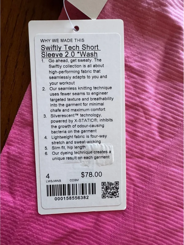 Lululemon Swiftly Tech Short Sleeve 2.0 Ombré Dye Strawberry Size 4 NWT - Image 3