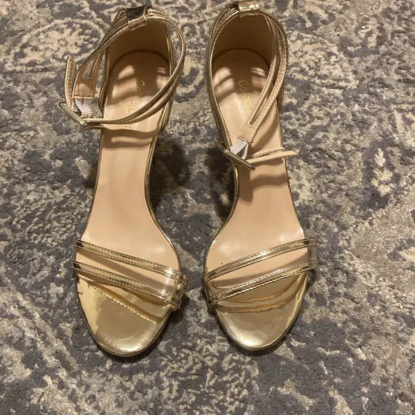 Colour Cherie Gold And Clear Women's Stiletto Heeled Sandals Size 37 - Image 2